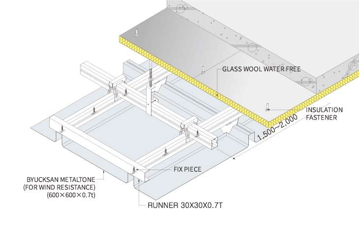 Install on Piloti Ceiling